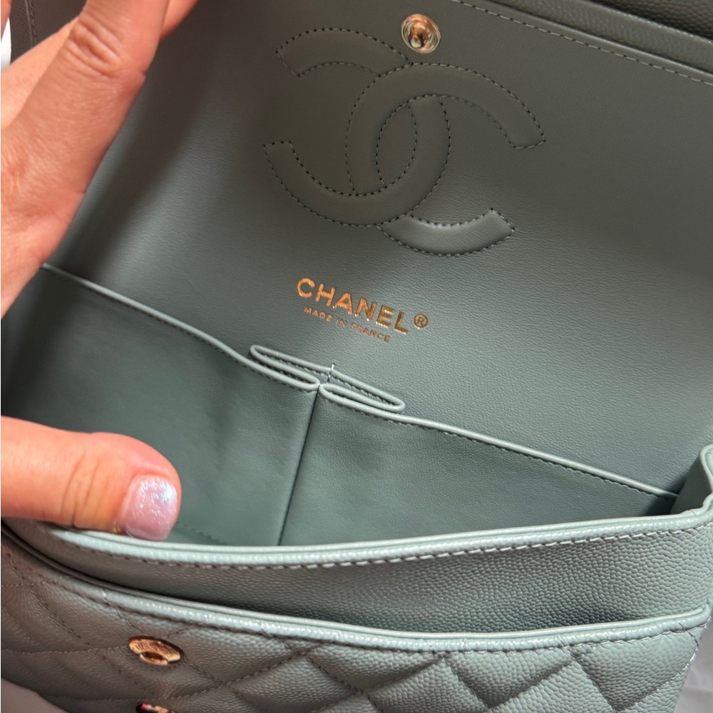 Chanel Green Quilted Shoulder Bag with Silver Hardware - Picture 10 of 15